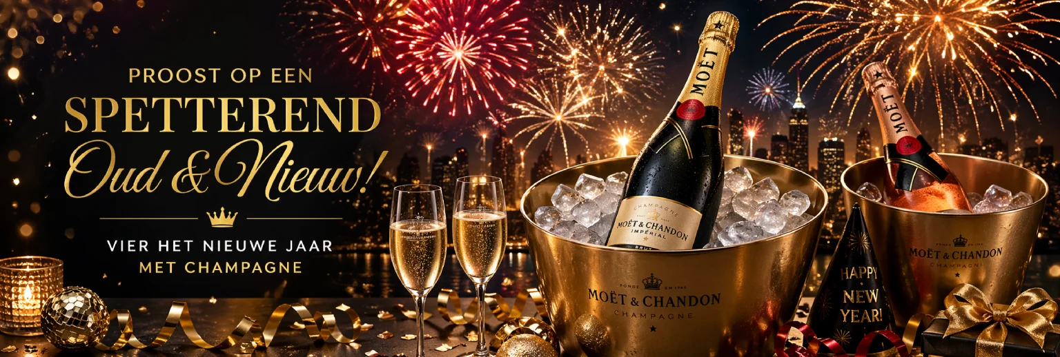 Champagne in ice buckets with fireworks during New Year's celebration