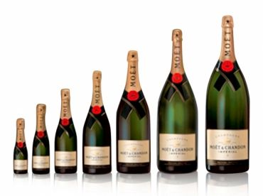Moët & Chandon Brut Impérial champagne bottles in different sizes