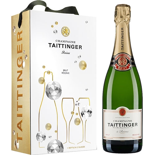 Taittinger brut giftpack 2 glasses