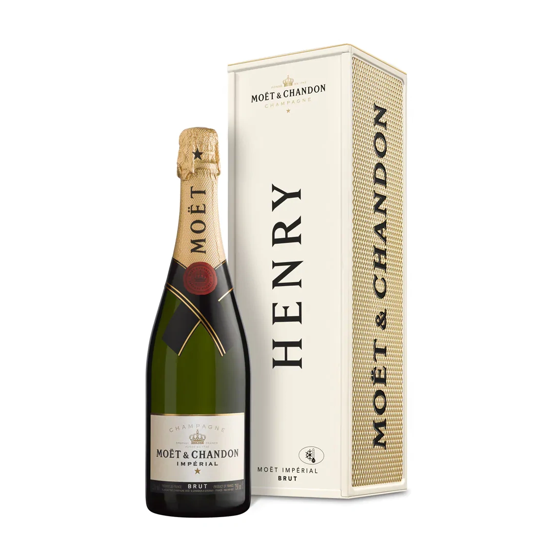 Moët & Chandon Brut Impérial 75CL in personalised gift box with champagne bottle and luxury presentation case